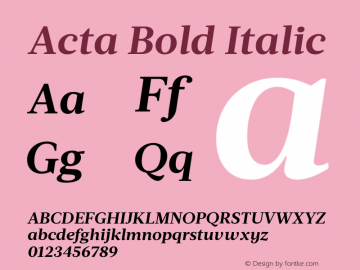 Acta Bold Italic Version 1.001;PS 001.001;hotconv 1.0.88;makeotf.lib2.5.64775图片样张