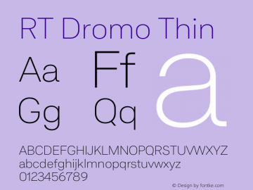 RT Dromo Thin Version 1.000 | wf-rip DC20170430 Font Sample