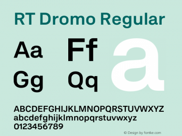 RTDromo-Medium Version 1.000;PS 001.000;hotconv 1.0.88;makeotf.lib2.5.64775 Font Sample