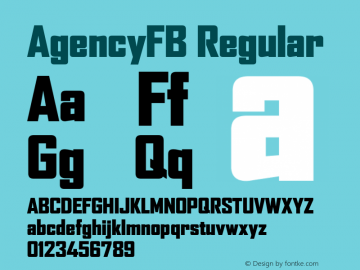 AgencyFB Regular Version 1.00图片样张