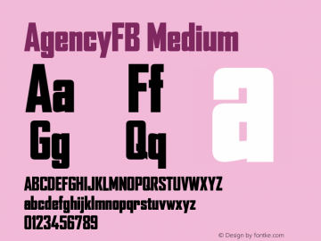 AgencyFB Medium 001.000图片样张