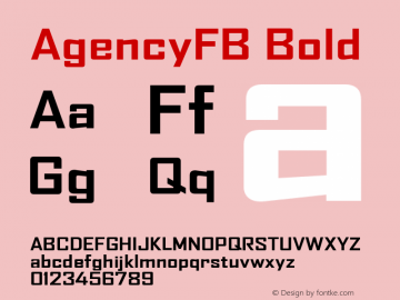 AgencyFB Bold 001.000图片样张