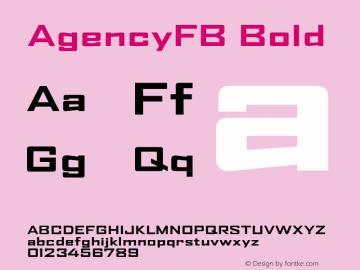 AgencyFB Bold 001.000图片样张