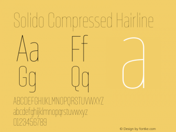 Solido Compressed Hairline Version 1.001;PS 001.001;hotconv 1.0.70;makeotf.lib2.5.58329 Font Sample
