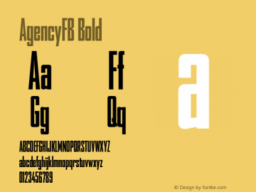 AgencyFB Bold 001.000 Font Sample