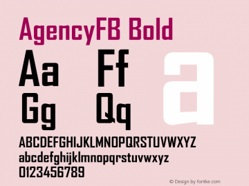 AgencyFB Bold 001.000图片样张