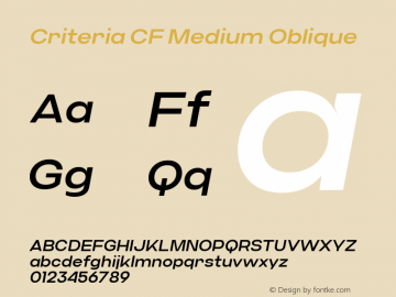 Criteria CF Medium Oblique Version 1.100图片样张