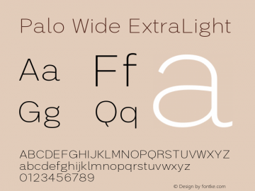 Palo-WideExtralight Version 1.000;hotconv 1.0.109;makeotfexe 2.5.65596图片样张
