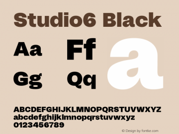 Studio6 Black Version 1.002 Font Sample