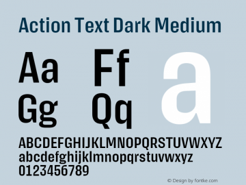 Action Text Dark Medium Version 1.001 2020 | wf-rip DC20200905 Font Sample