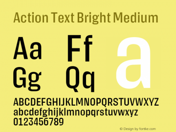 Action Text Bright Medium Version 1.001 2020 | wf-rip DC20200905 Font Sample