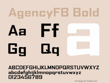 AgencyFB Bold Version 001.000图片样张