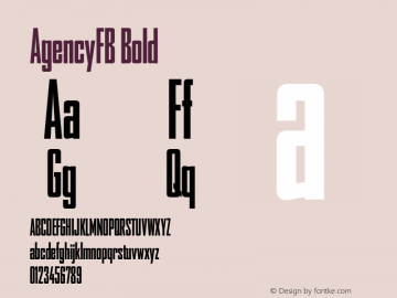 AgencyFB Bold Version 001.000 Font Sample