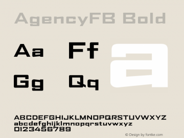 AgencyFB Bold Version 001.000 Font Sample