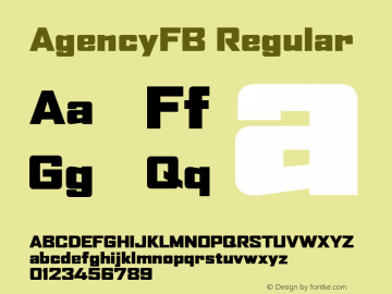 AgencyFB Regular Version 001.000图片样张