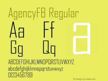 AgencyFB Regular Version 001.000图片样张