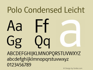 Polo Condensed Leicht 2.001 Font Sample