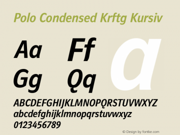 Polo Condensed Krftg Kursiv 2.001 Font Sample