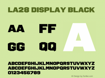 LA28 Display Black Version 1.001; LA28 Display Black Font Sample