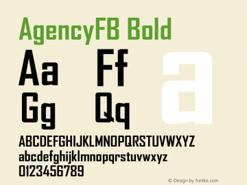 AgencyFB Bold Version 1.000;PS 001.000;hotconv 1.0.38图片样张