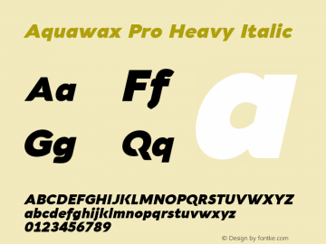 Aquawax Pro Heavy Italic Version 1.008图片样张