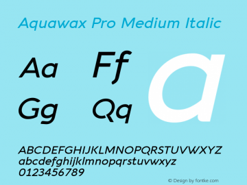 Aquawax Pro Medium Italic Version 1.008图片样张
