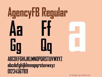 AgencyFB Regular 001.000 Font Sample