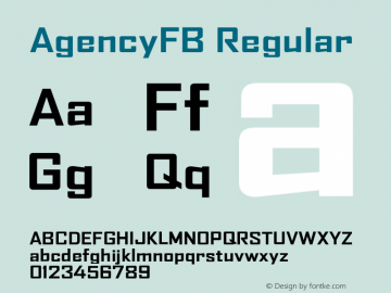 AgencyFB Regular 001.000 Font Sample