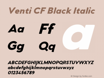 Venti CF Black Italic Version 4.000 Font Sample