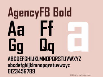 AgencyFB Bold 001.000 Font Sample