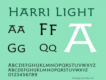 Harri Light Version 1.000 Font Sample