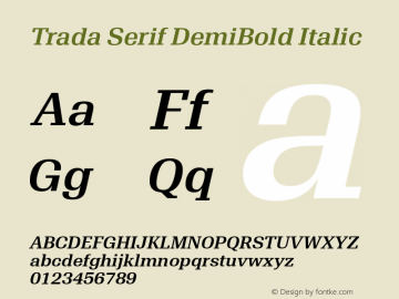 Trada Serif DemiBold It Version 1.000 Font Sample