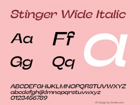 Stinger Wide Italic Version 1.006;hotconv 1.0.109;makeotfexe 2.5.65596 Font Sample