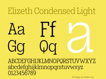 Elizeth Condensed Light Version 1.000 | w-rip DC20200315 Font Sample