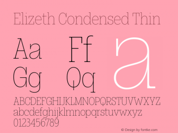 Elizeth Condensed Thin Version 1.000 | w-rip DC20200315 Font Sample