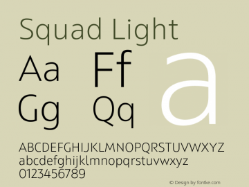 Squad Light Version 1.001;PS 001.001;hotconv 1.0.88;makeotf.lib2.5.64775 Font Sample