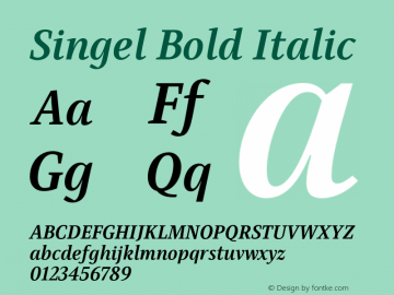 Singel Bold Italic Version 1.000;PS 001.000;hotconv 1.0.88;makeotf.lib2.5.64775图片样张