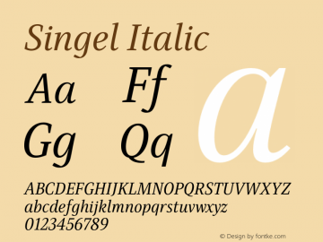 Singel Regular Italic Version 1.000;PS 001.000;hotconv 1.0.88;makeotf.lib2.5.64775图片样张