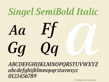 Singel SemiBold Italic Version 1.000;PS 001.000;hotconv 1.0.88;makeotf.lib2.5.64775图片样张