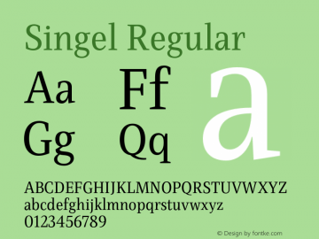 Singel Regular Version 1.000;PS 001.000;hotconv 1.0.88;makeotf.lib2.5.64775 Font Sample