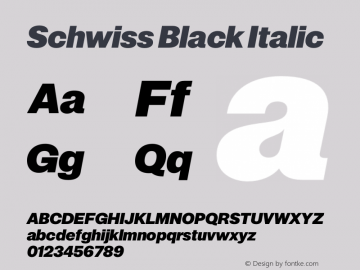 Schwiss Black Italic Version 1.001 | wf-rip DC20180615 Font Sample