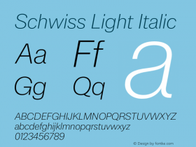 Schwiss Light Italic Version 1.001 | wf-rip DC20180615图片样张