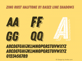 Zing Rust Halftone B1 Base2 Line Shadow3 Version 1.000;PS 001.000;hotconv 1.0.88;makeotf.lib2.5.64775图片样张