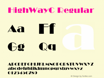 HighWayC Regular Version 001.010 Font Sample