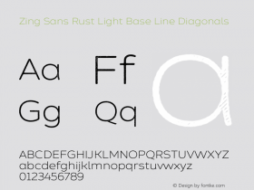 Zing Sans Rust Light Base Line Diagonals Version 1.000;PS 001.000;hotconv 1.0.88;makeotf.lib2.5.64775 Font Sample