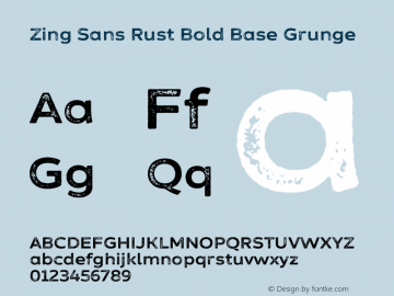 Zing Sans Rust Bold Base Grunge Version 1.000;PS 001.000;hotconv 1.0.88;makeotf.lib2.5.64775图片样张