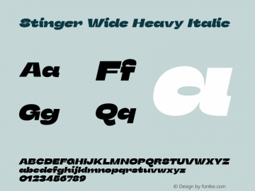 Stinger Wide Heavy Italic Version 1.006 Font Sample