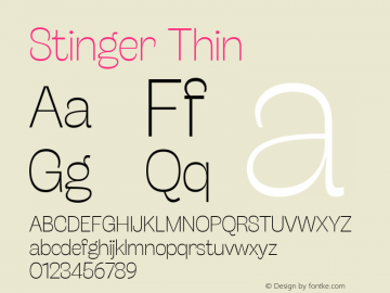 Stinger Thin Version 1.006 Font Sample