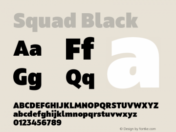 Squad Black Version 1.001; ttfautohint (v1.8) Font Sample