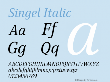 Singel Regular Italic Version 1.000; ttfautohint (v1.8)图片样张